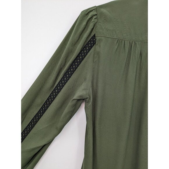 Hot Topic Steampunk Button Up Shirt Women Size M Ruffle Lace Whimsigoth Regency - Picture 6 of 9